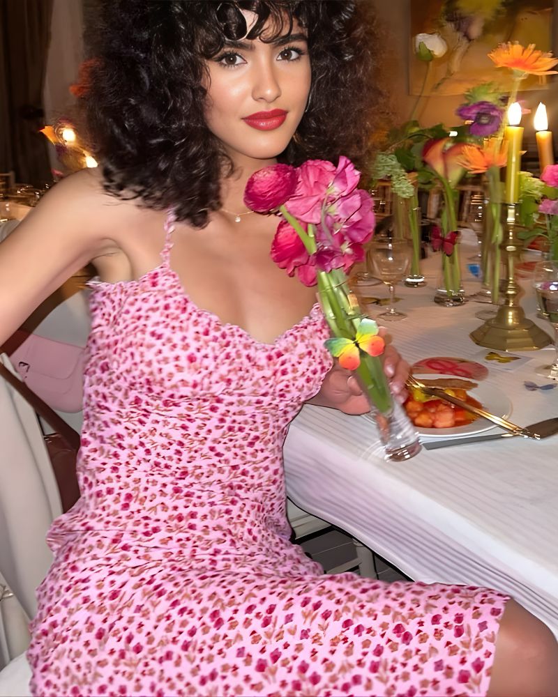 Robe bohème rose imprimé floral – Image 3