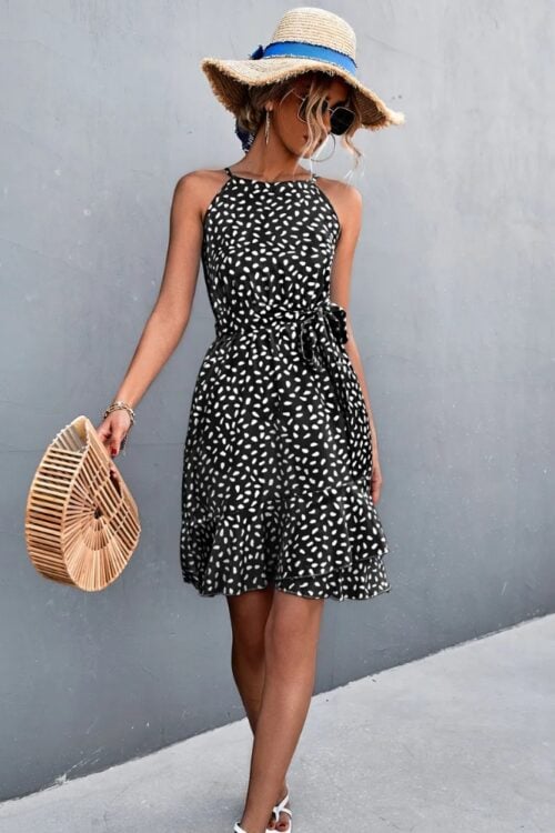 Robe courte polyester bohème estivale