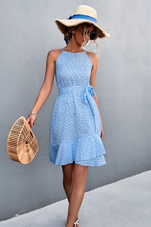 Robe courte polyester bohème estivale