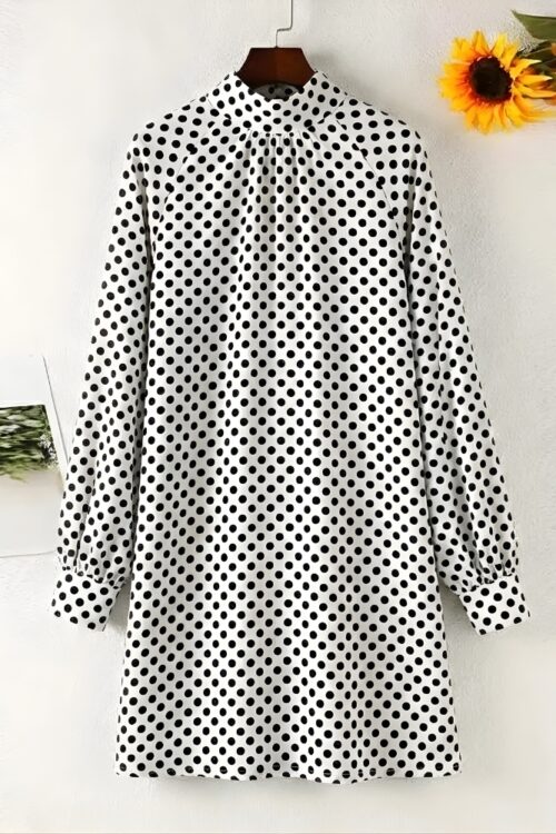 Robe courte polyester chic à pois