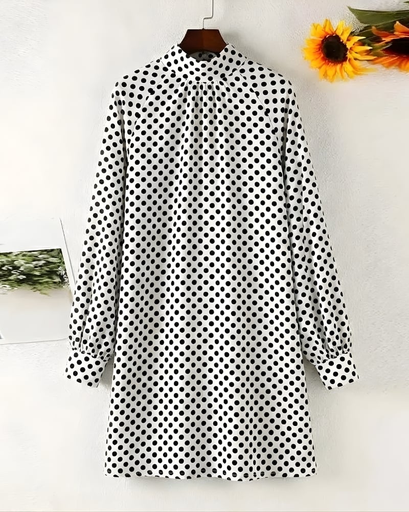 Robe courte polyester chic à pois