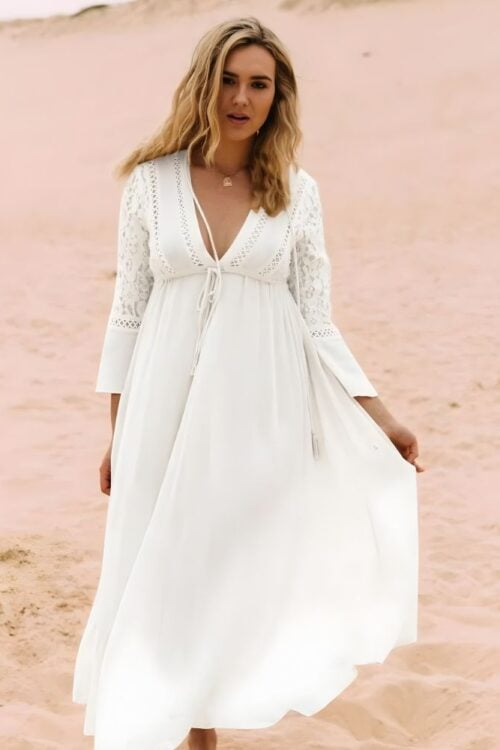 Robe de plage longue à col V
