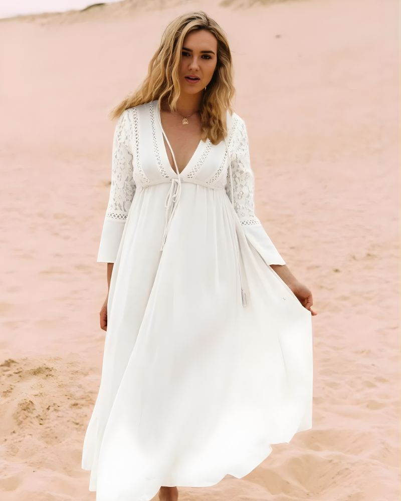 Robe de plage longue à col V