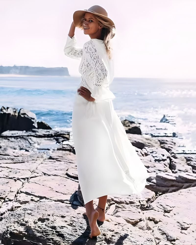 Robe de plage longue à col V