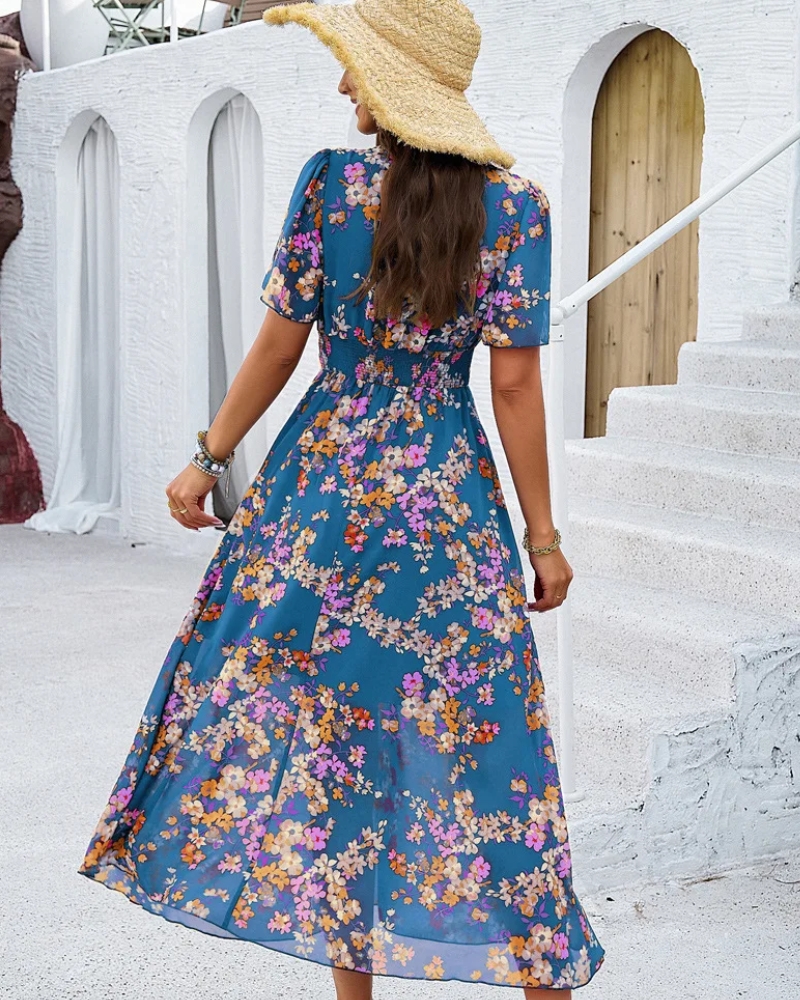 Robe longue bohème fleurie polyester