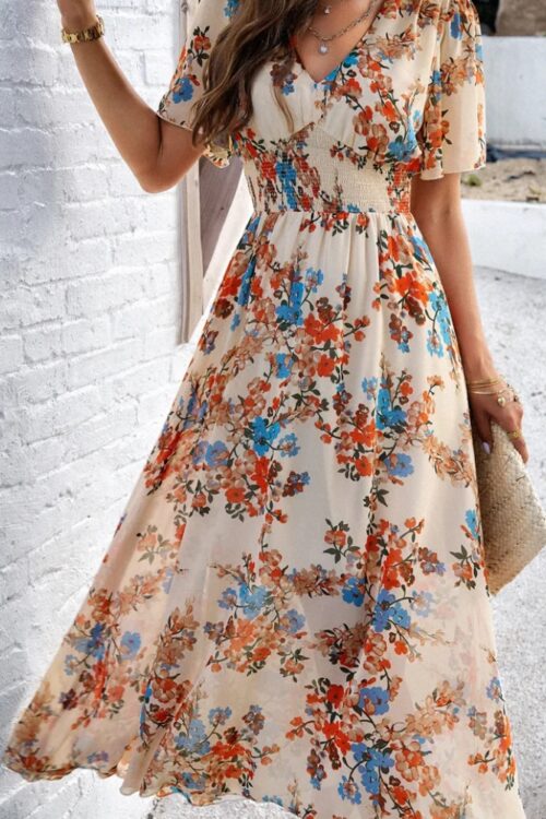 Robe longue bohème fleurie polyester