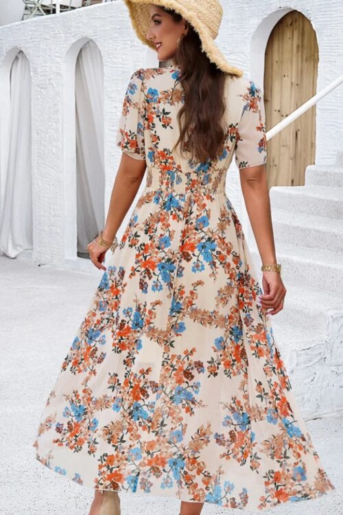 Robe longue bohème fleurie polyester
