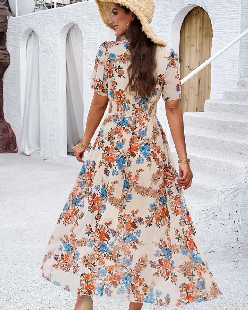 Robe longue bohème fleurie polyester