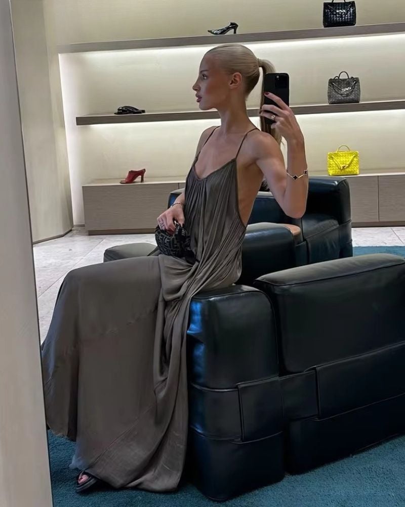 Robe longue bohème fluide au dos nus