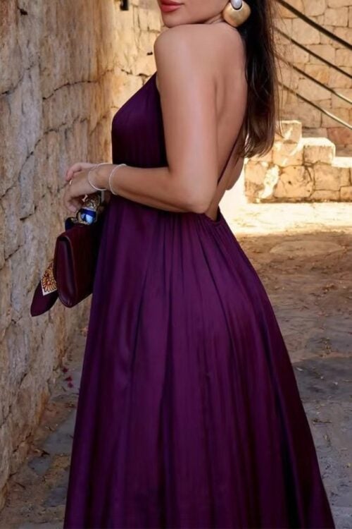Robe longue bohème fluide au dos nus