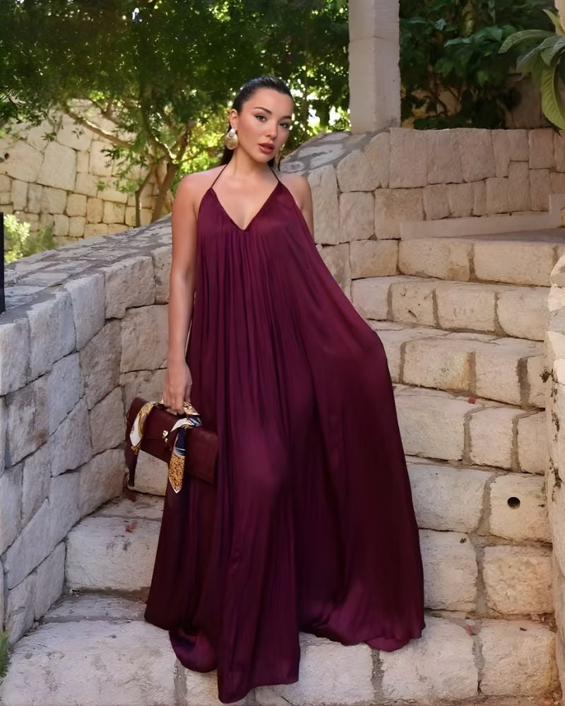Robe longue bohème fluide au dos nus