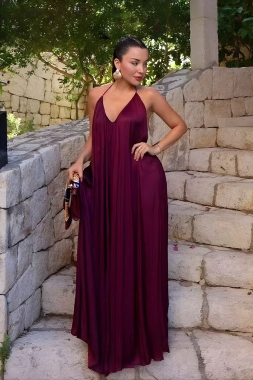 Robe longue bohème fluide au dos nus