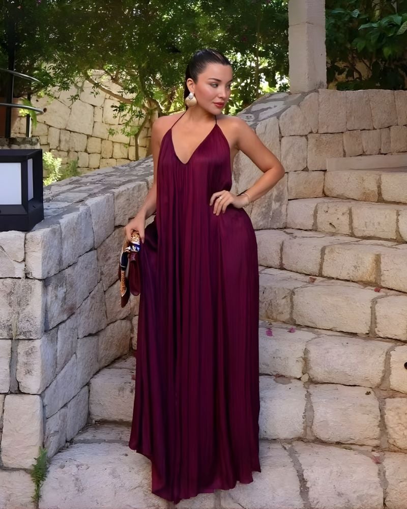 Robe longue bohème fluide au dos nus