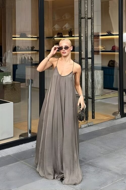 Robe longue bohème fluide au dos nus