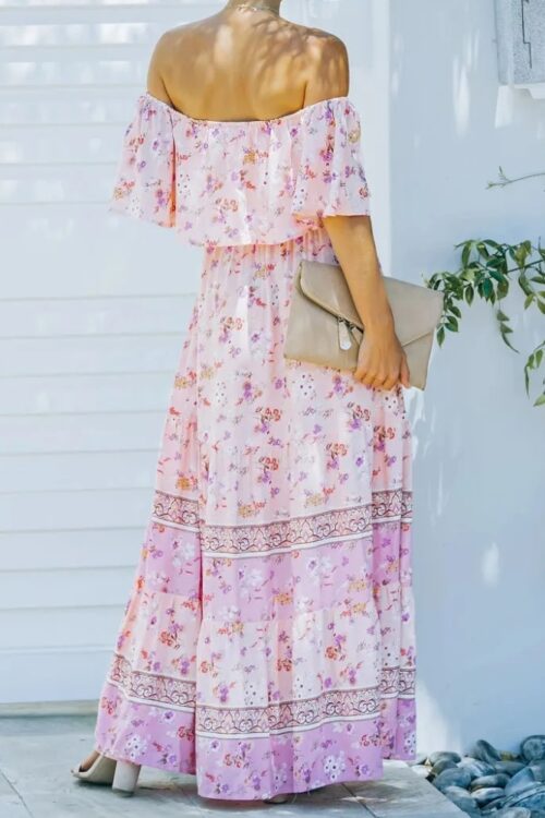 Robe longue col fendu à lacets style régulier