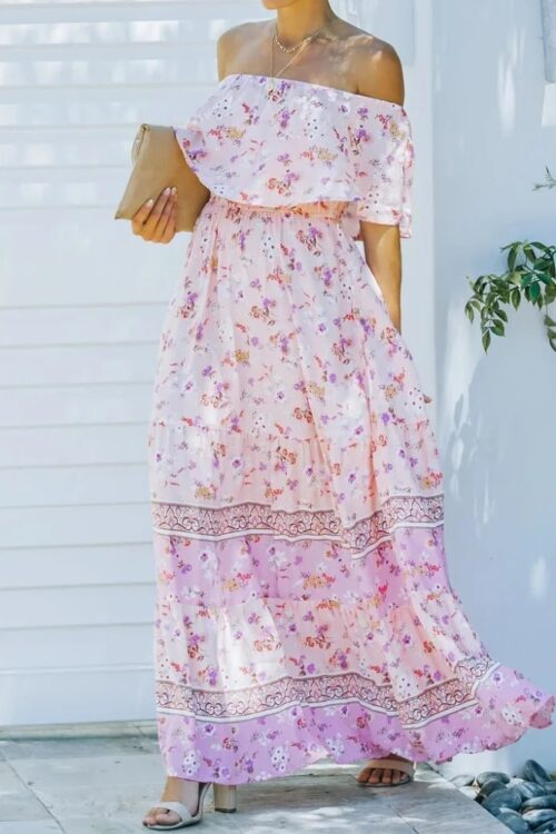 Robe longue col fendu à lacets style régulier