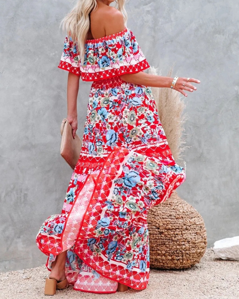 Robe longue col fendu à lacets style régulier