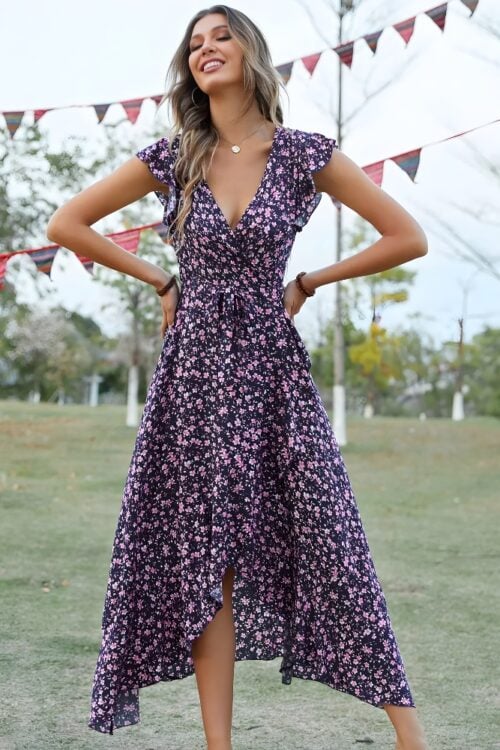 Robe longue été manches papillon bohème