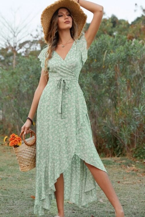 Robe longue été manches papillon bohème