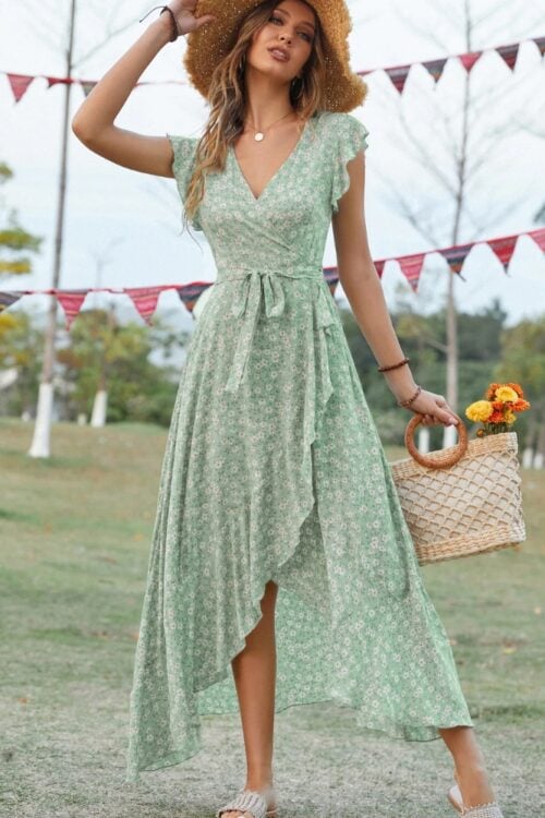 Robe longue été manches papillon bohème