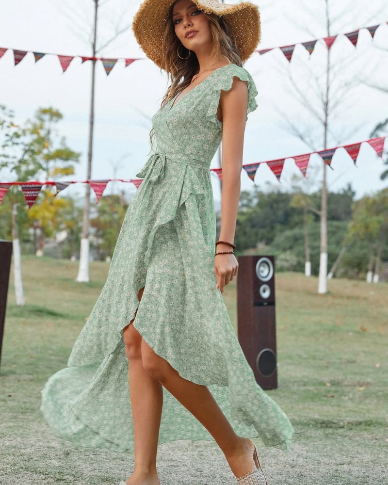 Robe longue été manches papillon bohème
