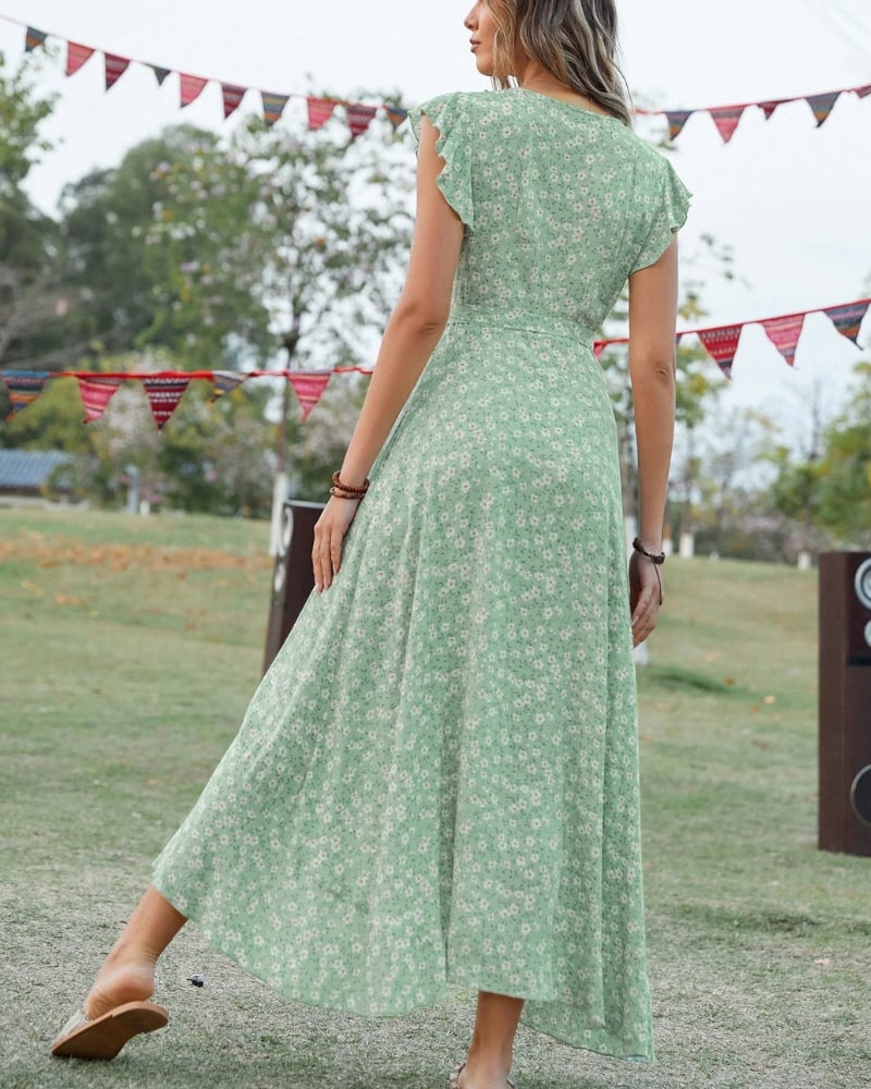 Robe longue été manches papillon bohème