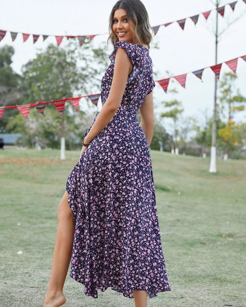 Robe longue été manches papillon bohème