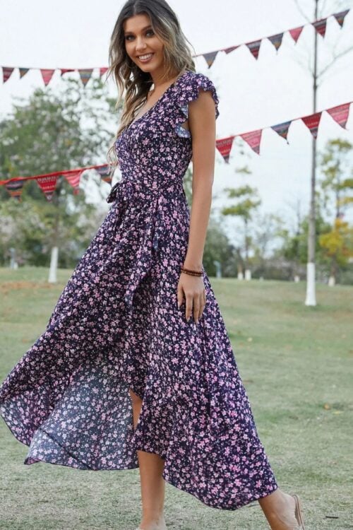 Robe longue été manches papillon bohème