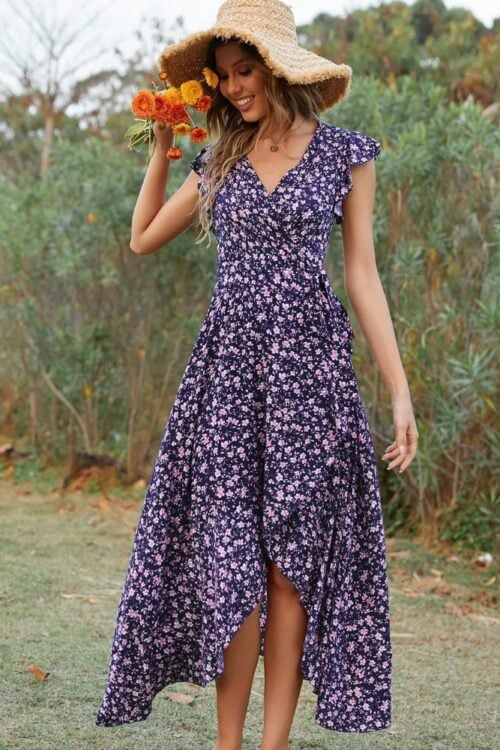 Robe longue été manches papillon bohème