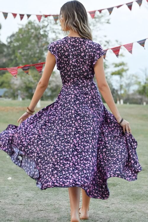 Robe longue été manches papillon bohème