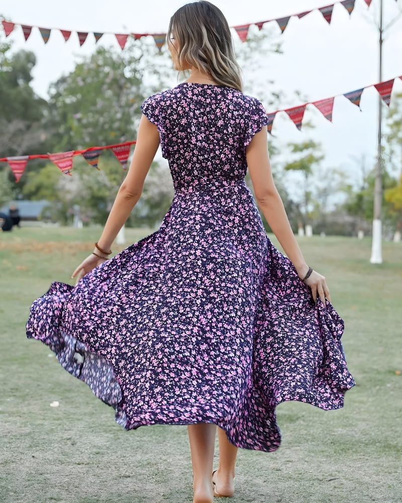 Robe longue été manches papillon bohème