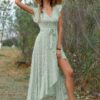 Robe longue été manches papillon bohème