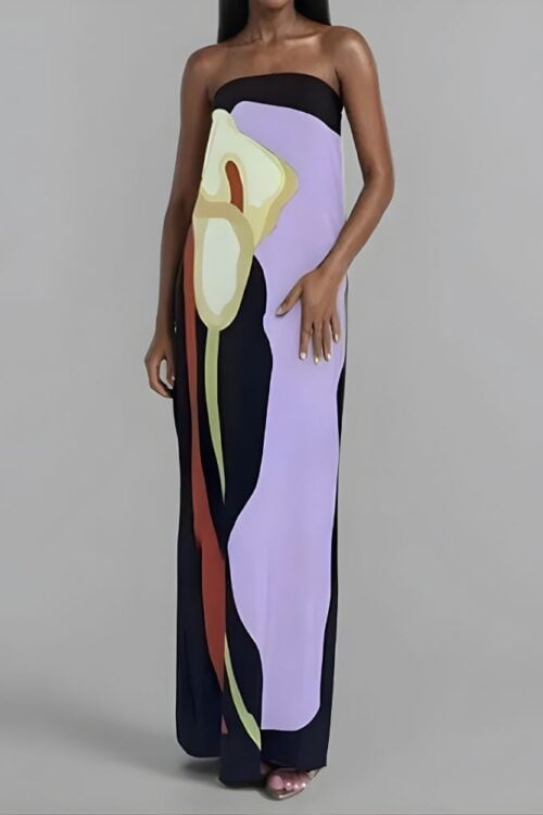 Robe longue imprimée artistique élégante