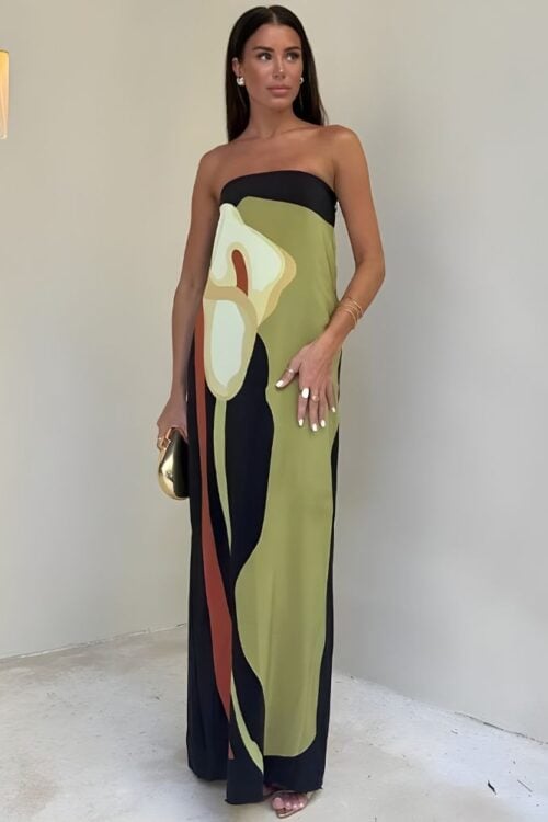 Robe longue imprimée artistique élégante