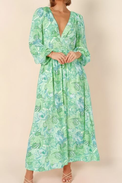 Robe longue polyester bohème fleurie élégante
