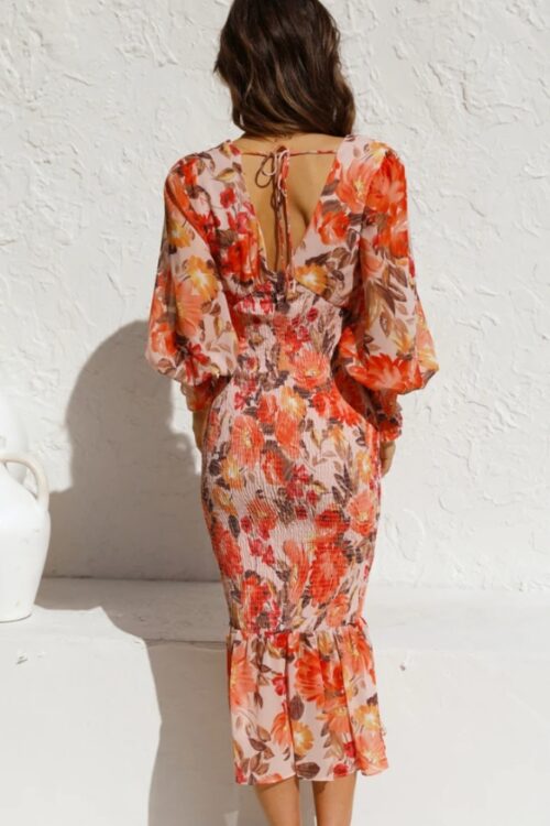 Robe longue polyester bohème fleurie élégante