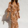 Robe longue polyester bohème fleurie élégante