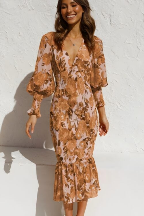 Robe longue polyester bohème fleurie élégante