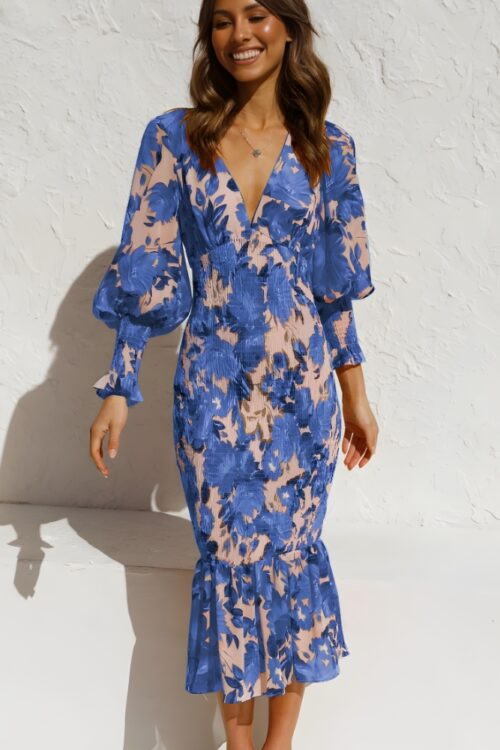 Robe longue polyester bohème fleurie élégante