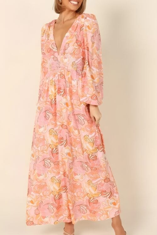 Robe longue polyester bohème fleurie élégante