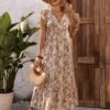 Robe longue polyester bohème fleurie estivale