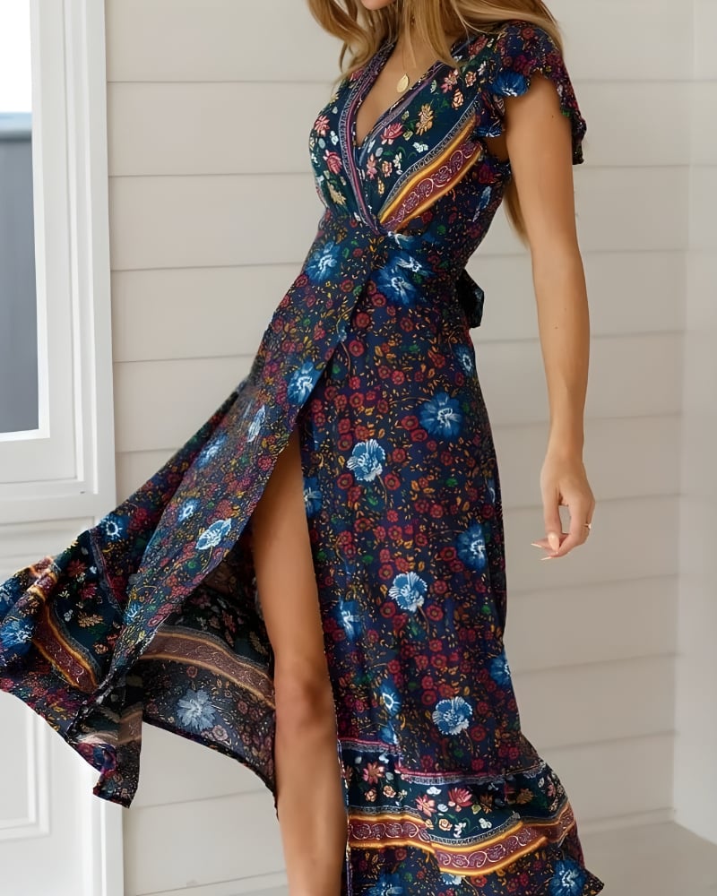 Robe longue sirène imprimé été style folk