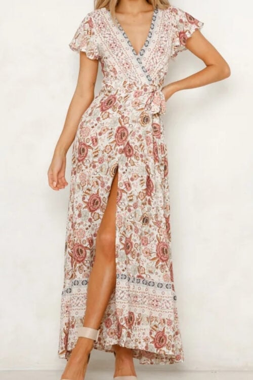 Robe longue sirène imprimé été style folk