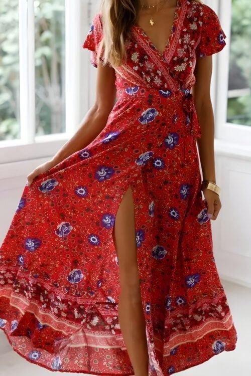 Robe longue sirène imprimé été style folk