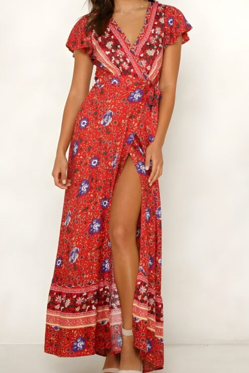 Robe longue sirène imprimé été style folk