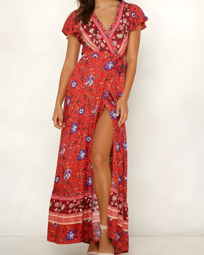 Robe longue sirène imprimé été style folk