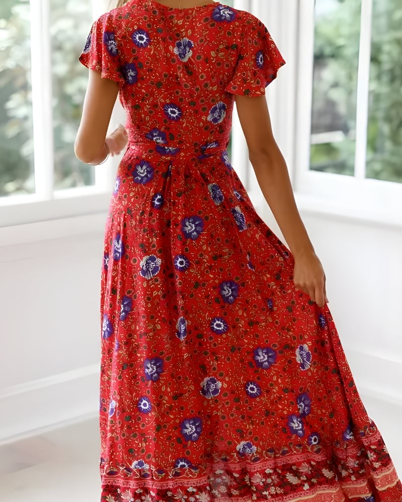 Robe longue sirène imprimé été style folk