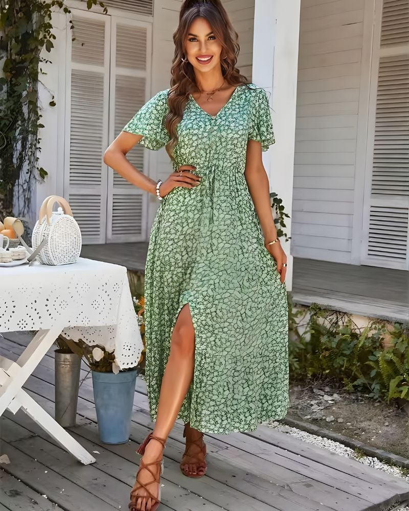  Robe longue vintage imprimé fleuri – Image 3