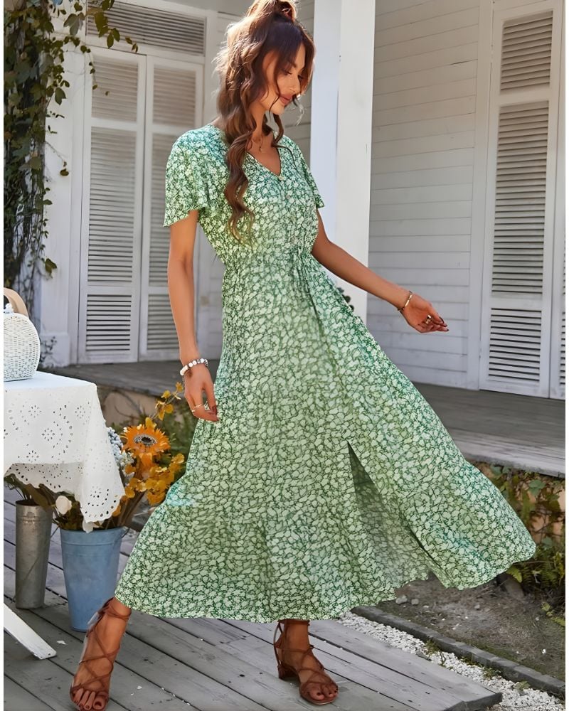  Robe longue vintage imprimé fleuri – Image 11