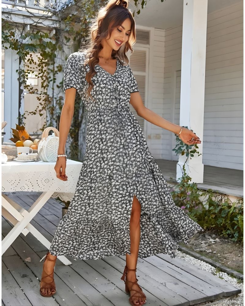  Robe longue vintage imprimé fleuri – Image 8